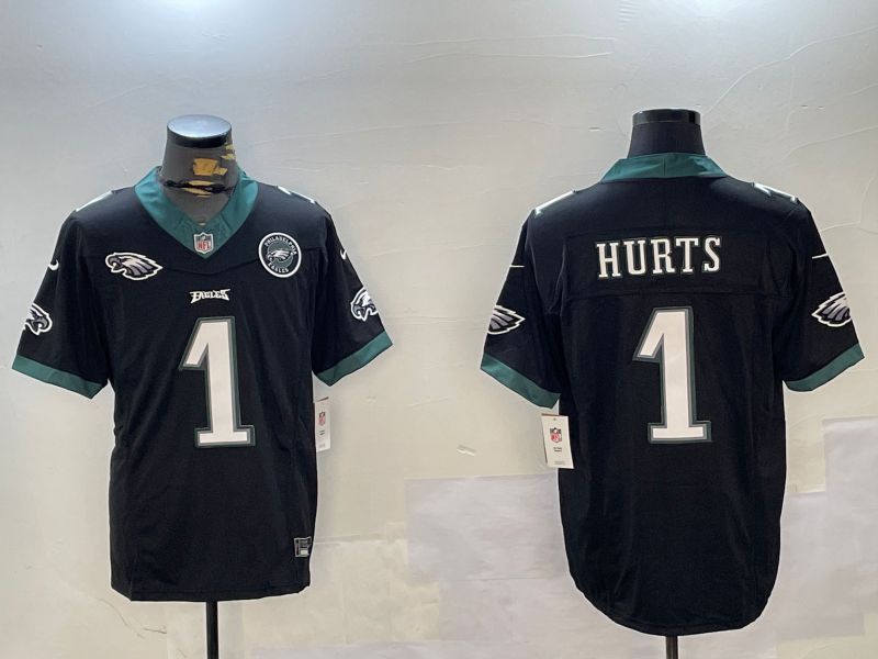 Men Philadelphia Eagles #1 Hurts Black three generations 2024 Nike Limited NFL Jersey style 4->philadelphia eagles->NFL Jersey